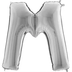 Nafukovací balónek písmeno M stříbrné 102 cm - Grabo