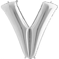 Nafukovací balónek písmeno V stříbrné 102 cm - Grabo