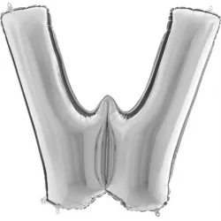 Nafukovací balónek písmeno W stříbrné 102 cm - Grabo