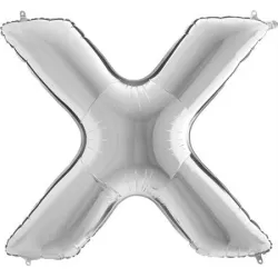 Nafukovací balónek písmeno X stříbrné 102 cm - Grabo