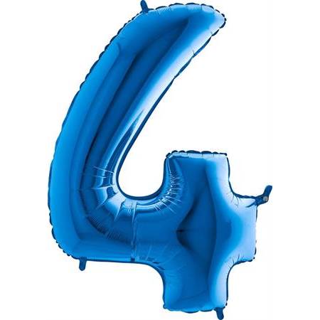 Nafukovací balónek číslo 4 modrý 102cm extra velký - Grabo