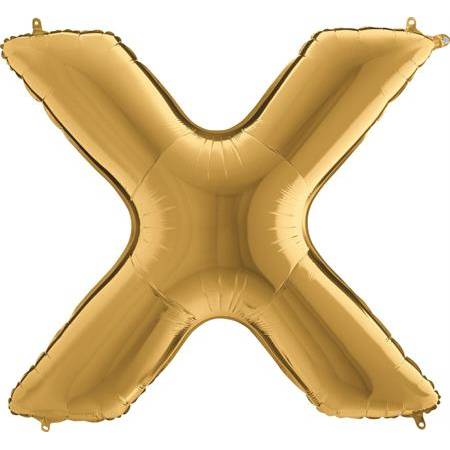 Nafukovací balónek písmeno X zlaté 102 cm - Grabo