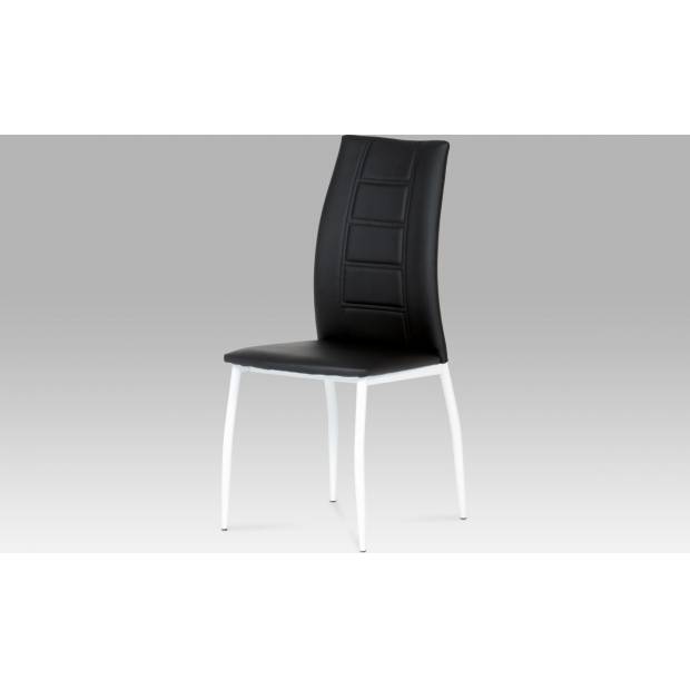 Jídelní židle koženka černá / bílý lak AC-1195 BK Art
