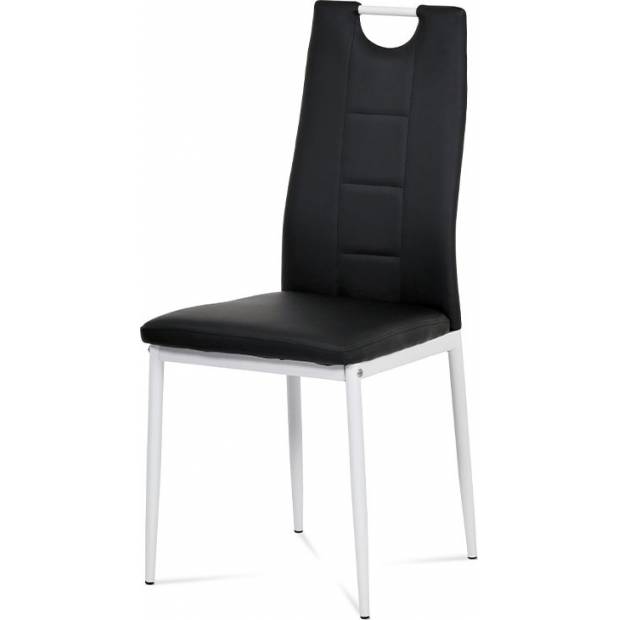 Jídelní židle koženka černá / bílý lak AC-1230 BK Art