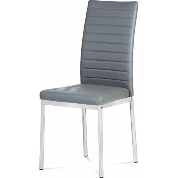Jídelní židle koženka šedá / chrom AC-1285 GREY Art