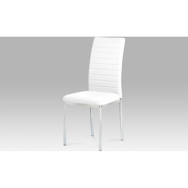 Jídelní židle koženka bílá / chrom AC-1285 WT Art
