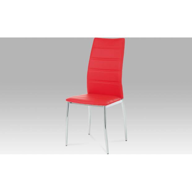 Jídelní židle chrom / koženka červená AC-1295 RED Art