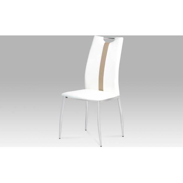 Jídelní židle koženka bílá / chrom AC-1296 WT Art
