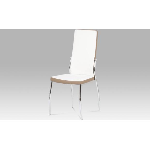 Jídelní židle koženka bílá + cappucino AC-1693 WT Art