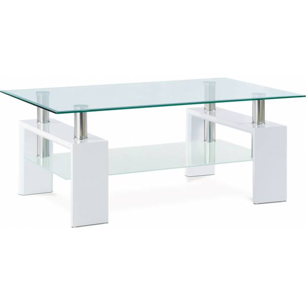 Konferenční stolek 110x60x45 cm, bílý lesk / čiré sklo 8 mm AF-1024 WT Art