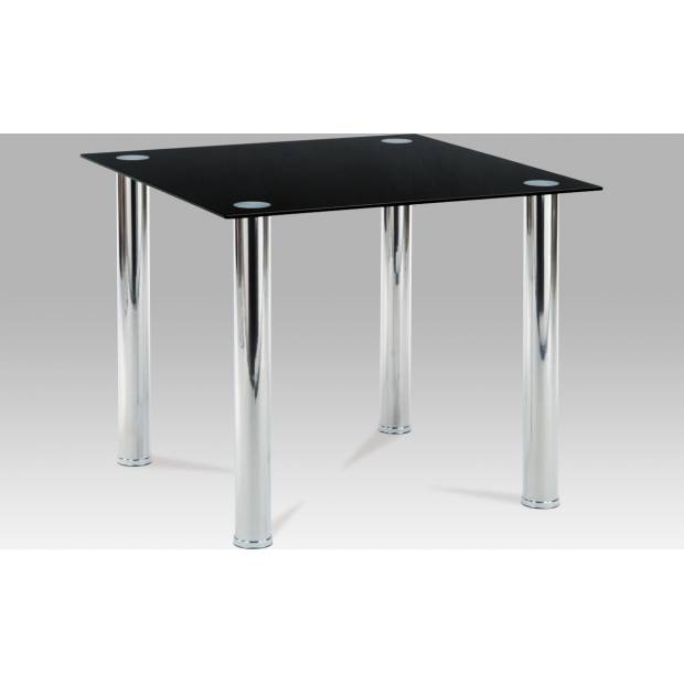 Jídelní stůl 90x90 cm, chrom / černé sklo 8 mm AT-1014 BK1 Art