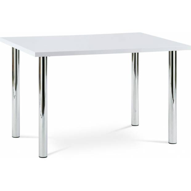 Jídelní stůl 120x75 cm, chrom / vysoký lesk bílý AT-1914B WT Art