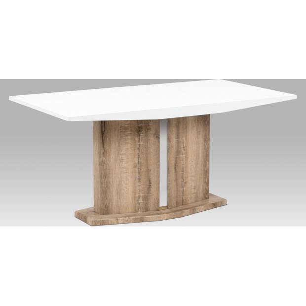 Jídelní stůl 160x90 cm, vysoký lesk bílý / Canyon Grey AT-2013 CAN Art