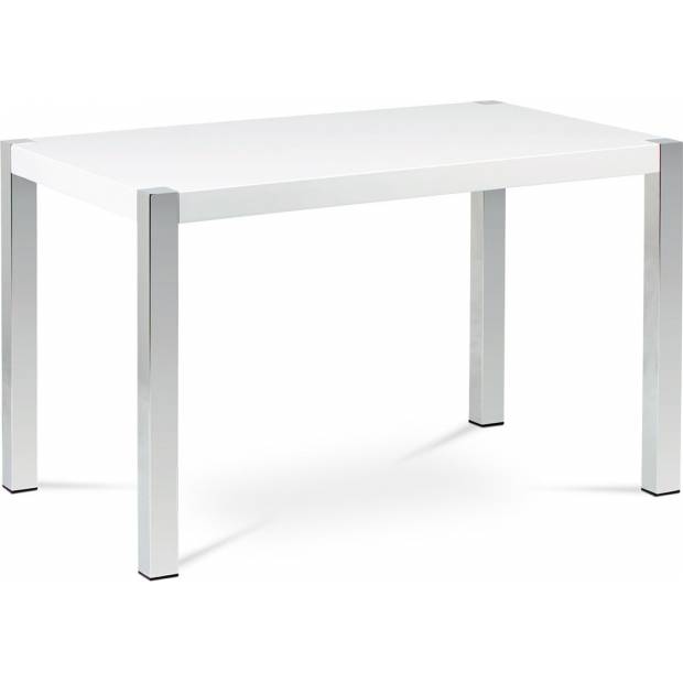 Jídelní stůl 120x75 cm, vysoký lesk bílý / chrom AT-2086 WT Art