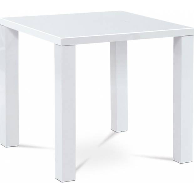 Jídelní stůl 80x80x76 cm, vysoký lesk bílý AT-3005 WT Art