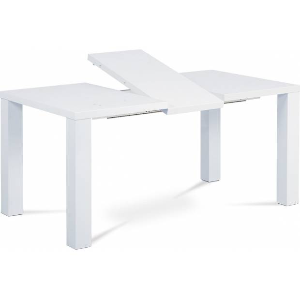 Jídelní stůl rozkládací 120+40x90 cm, vysoký lesk bílý AT-3009 WT Art