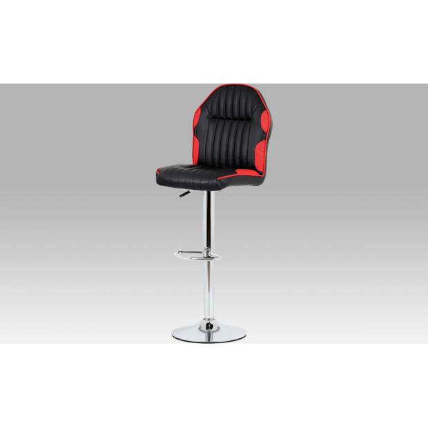 Barová židle koženka černá + červená / chrom AUB-610 RED Art