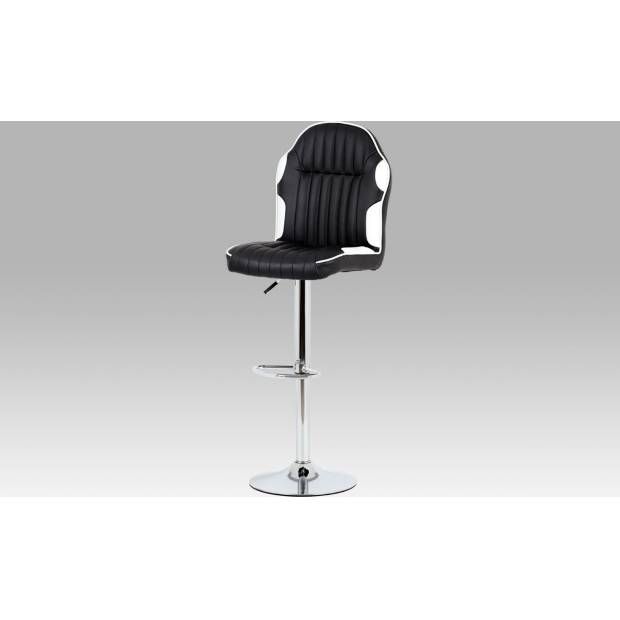 Barová židle koženka černá + bílá / chrom AUB-610 WT Art