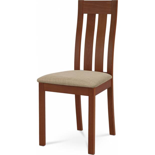 Jídelní židle, masiv buk, barva třešeň, látkový béžový potah BC-2602 TR3 Art