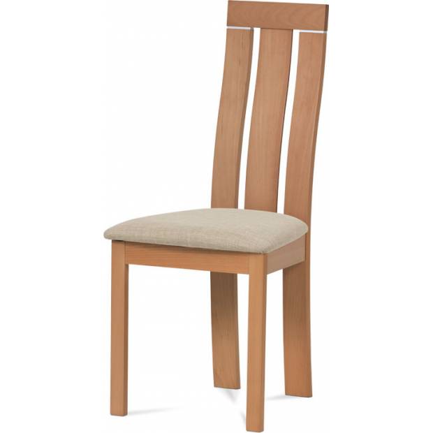 Jídelní židle, masiv buk, barva buk, látkový béžový potah BC-3931 BUK3 Art