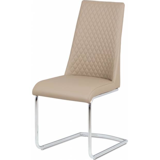 Jídelní židle, cappuccino ekokůže, chromovaná pohupová podnož HC-701 CAP Art