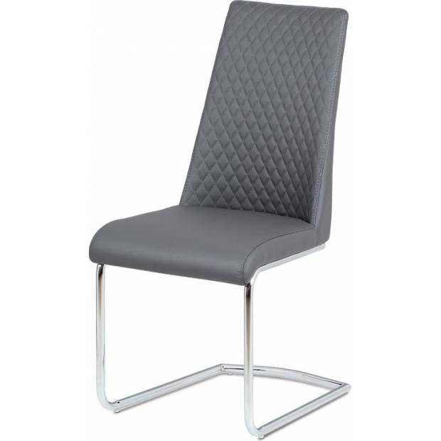 Jídelní židle, šedá ekokůže, chromovaná pohupová podnož HC-701 GREY Art