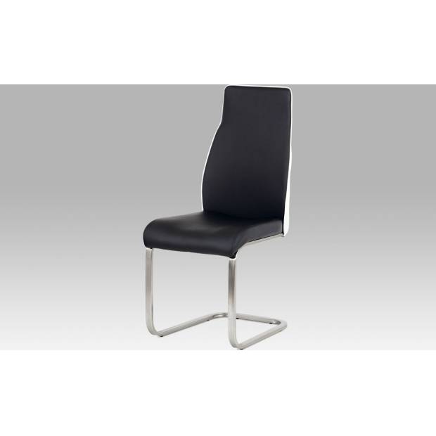 Jídelní židle koženka černá + bílá / broušený nerez HC-911 BK Art