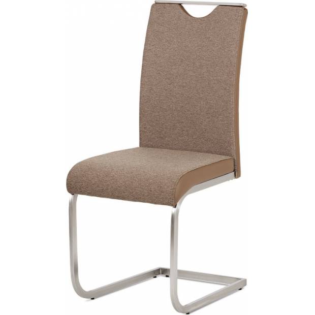 Jídelní židle látka cappuccino + koženka cappuccino / broušený nerez HC-921 CAP2 Art