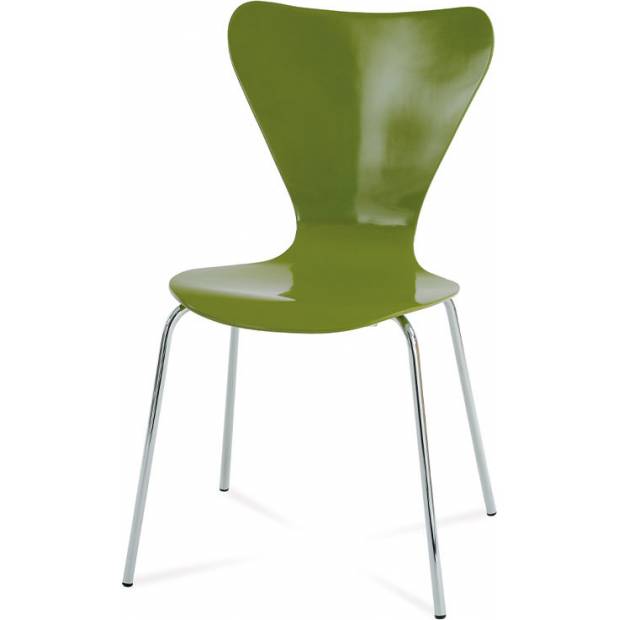 Jídelní židle chrom / překližka zelená (lesk) C-180-5 GRN Art