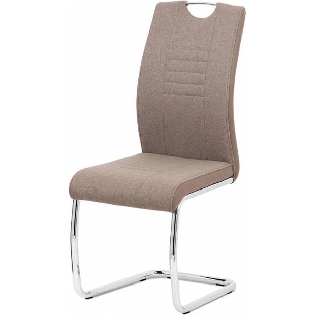 Jídelní židle, cappuccino látka-ekokůže, chrom DCL-405 CAP2 Art