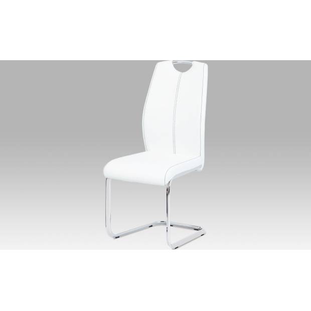Jídelní židle, koženka bílá / chrom DCL-409 WT Art