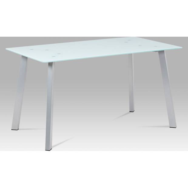 Jídelní stůl 140x80 cm, sklo mléčné / nohy lak šedý GDT-104 WT Art
