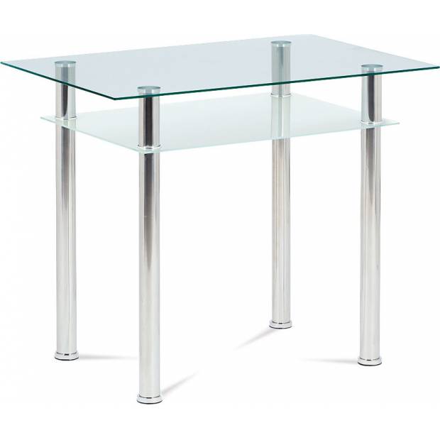 Jídelní stůl 90x60 cm, číré/mléčné sklo temperované + chrom GDT-111 CLR Art