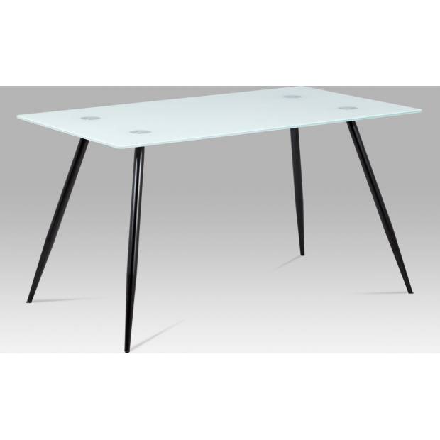Jídelní stůl 140x80x75 cm mléčné sklo + nohy černý lak GDT-113 WT Art