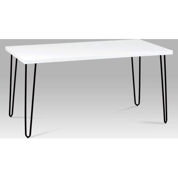 Jídelní stůl 150x80 cm, bílý mat / černý kov GDT-561 WT Art