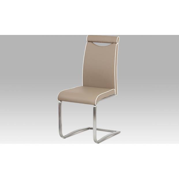 Jídelní židle, koženka cappuccino / broušený nerez HC-998 CAP Art