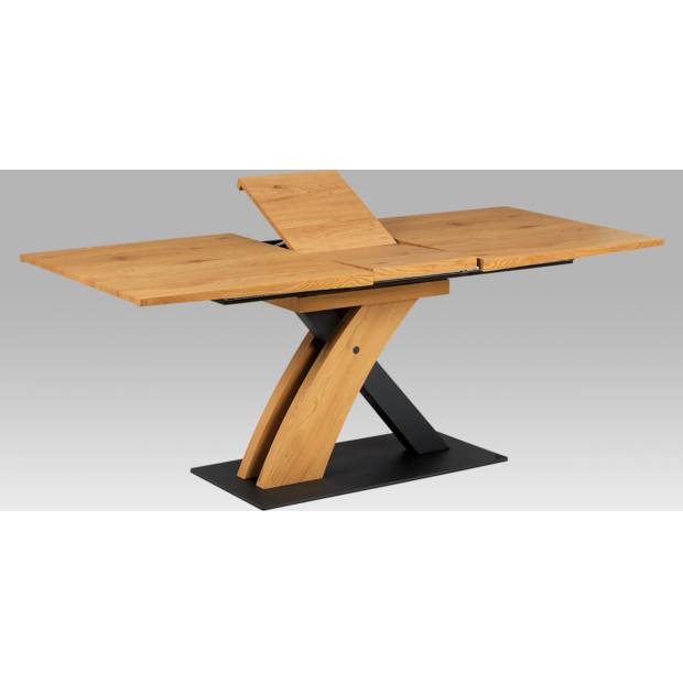 Jídelní stůl 160+40x90, divoký dub MDF, kov matná černá HT-701 OAK Art