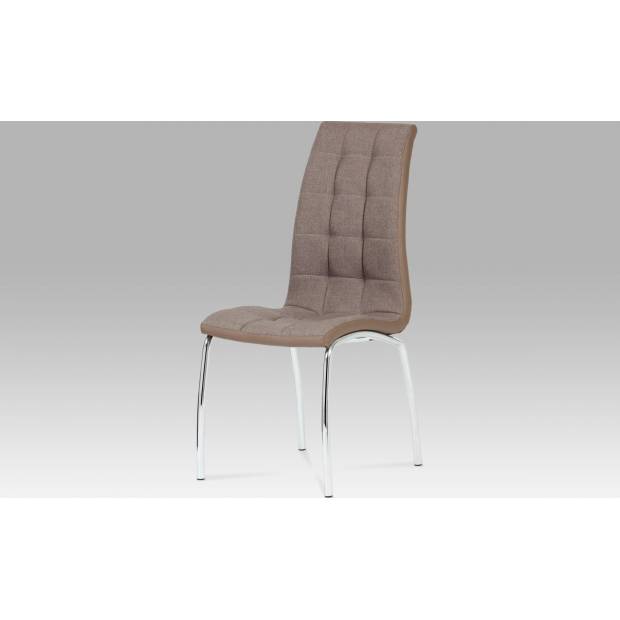 Jídelní židle látka / koženka hnědá, chrom DCL-420 COF2 Art