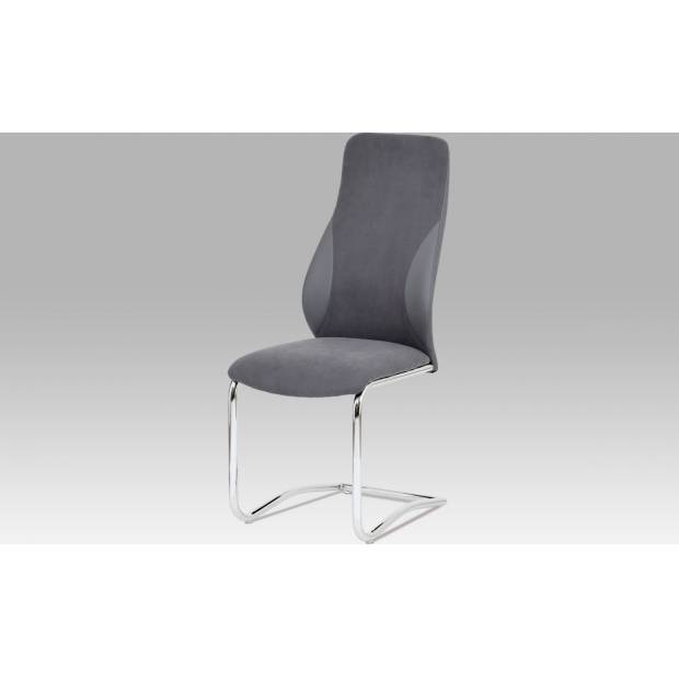 Jídelní židle látka + koženka šedá / chrom HC-292 GREY2 Art
