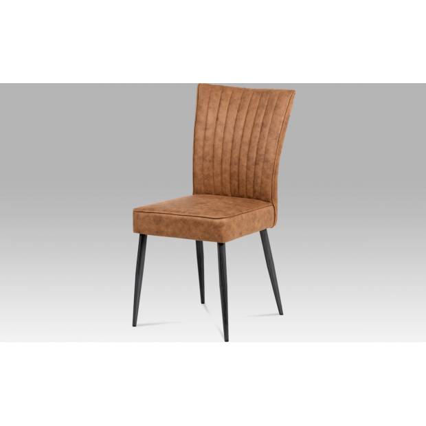 Jídelní židle, látka hnědá, broušený kov antik HC-323 BR3 Art