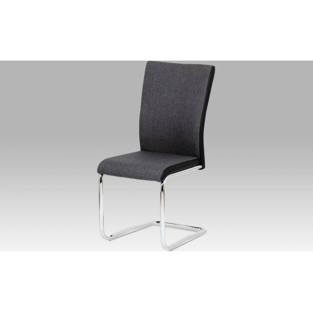 Jídelní židle šedá látka + černá koženka  / chrom HC-369 GRBK2 Art