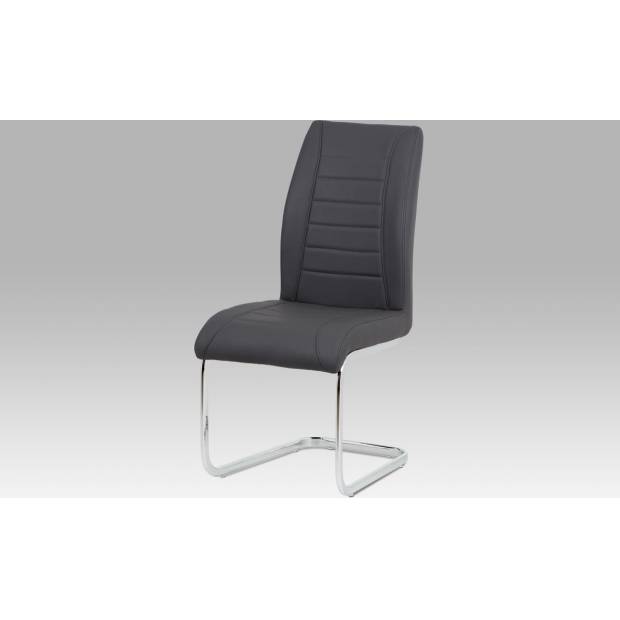 Jídelní židle - šedá ekokůže, kovová chromovaná podnož HC-375 GREY Art