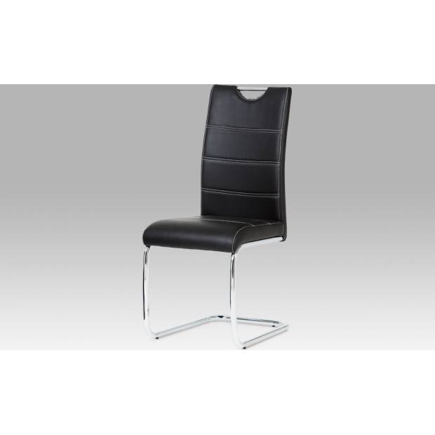 Jídelní židle, chrom / koženka černá HC-581 BK Art