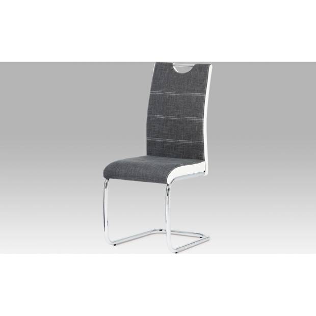 Jídelní židle, látka šedá / boky koženka bílá / chrom HC-582 GREY2 Art