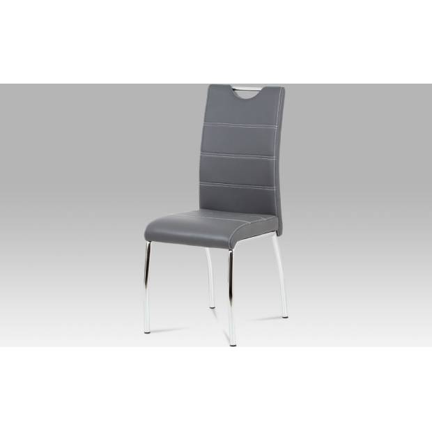 Jídelní židle šedá koženka / chrom HC-585 GREY Art
