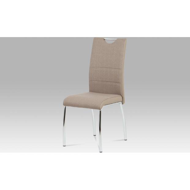 Jídelní židle cappuccino látka + cappuccino koženka / chrom HC-586 CAP2 Art