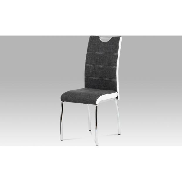 Jídelní židle šedá látka + bílá koženka / chrom HC-586 GR2 Art