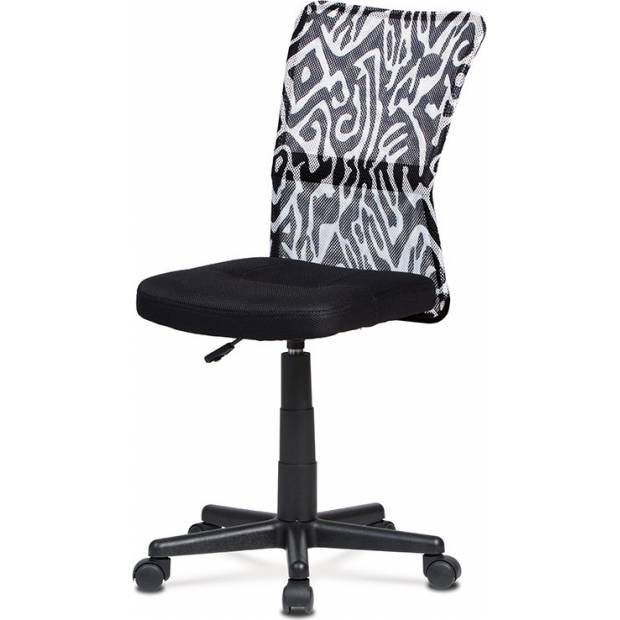 Kancelářská židle, černá mesh, plastový kříž, síťovina motiv KA-2325 BKW Art