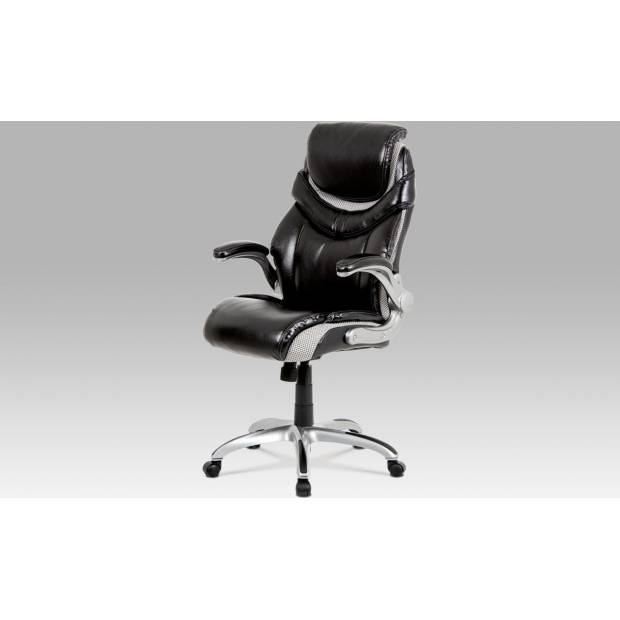 Kancelářská židle, houpací mech., černá koženka, plast. kříž KA-A170 BK Art