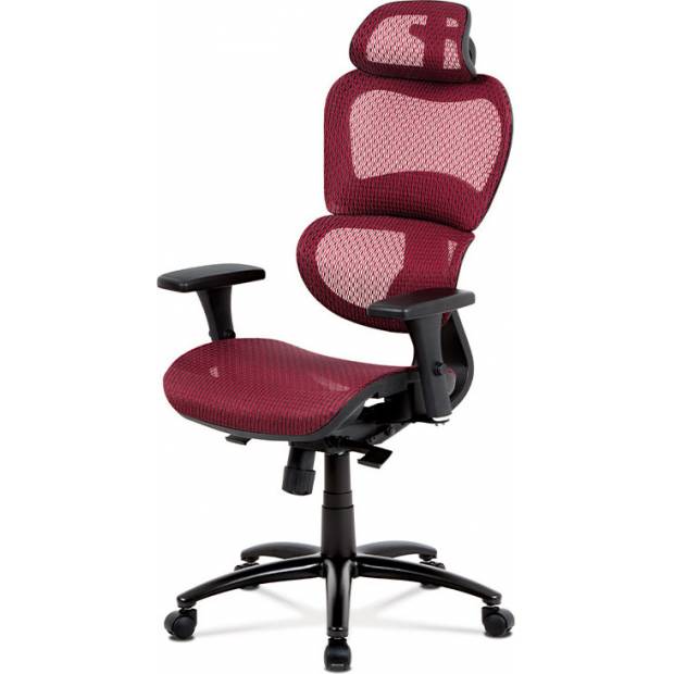 Kancelářská židle, synchronní mech., červená MESH, kovový kříž KA-A188 RED Art